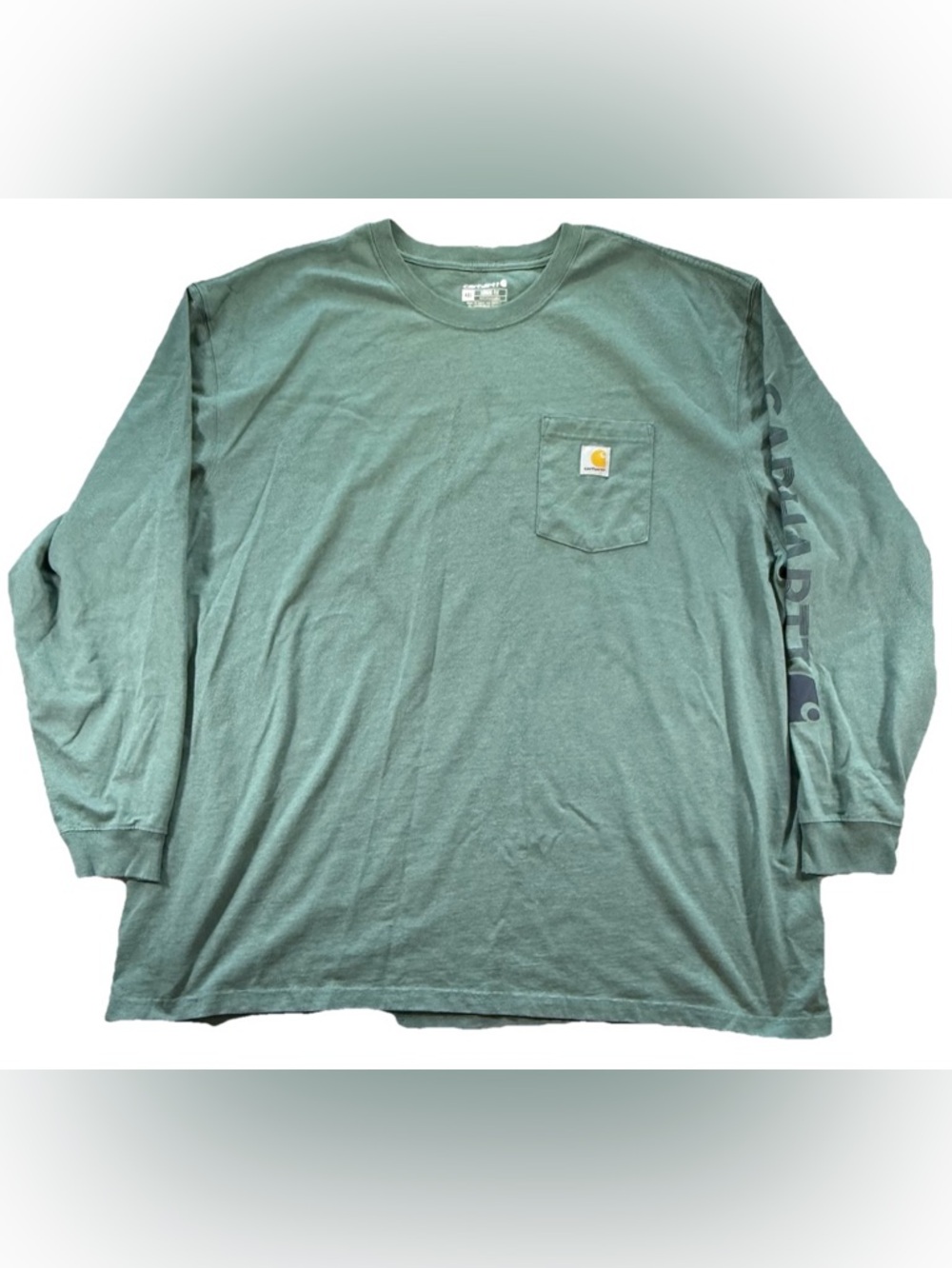 Carhartt Long Sleeve T Shirt Men's 4XL Green Pocket Loose Fit Workwear Logo